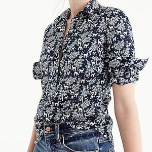 J Crew Deer Print Popover Shirt - Size 4